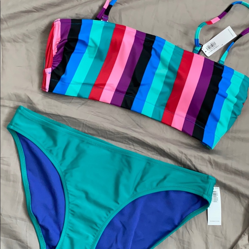 Old Navy Multicolored Stripe Bikini Set